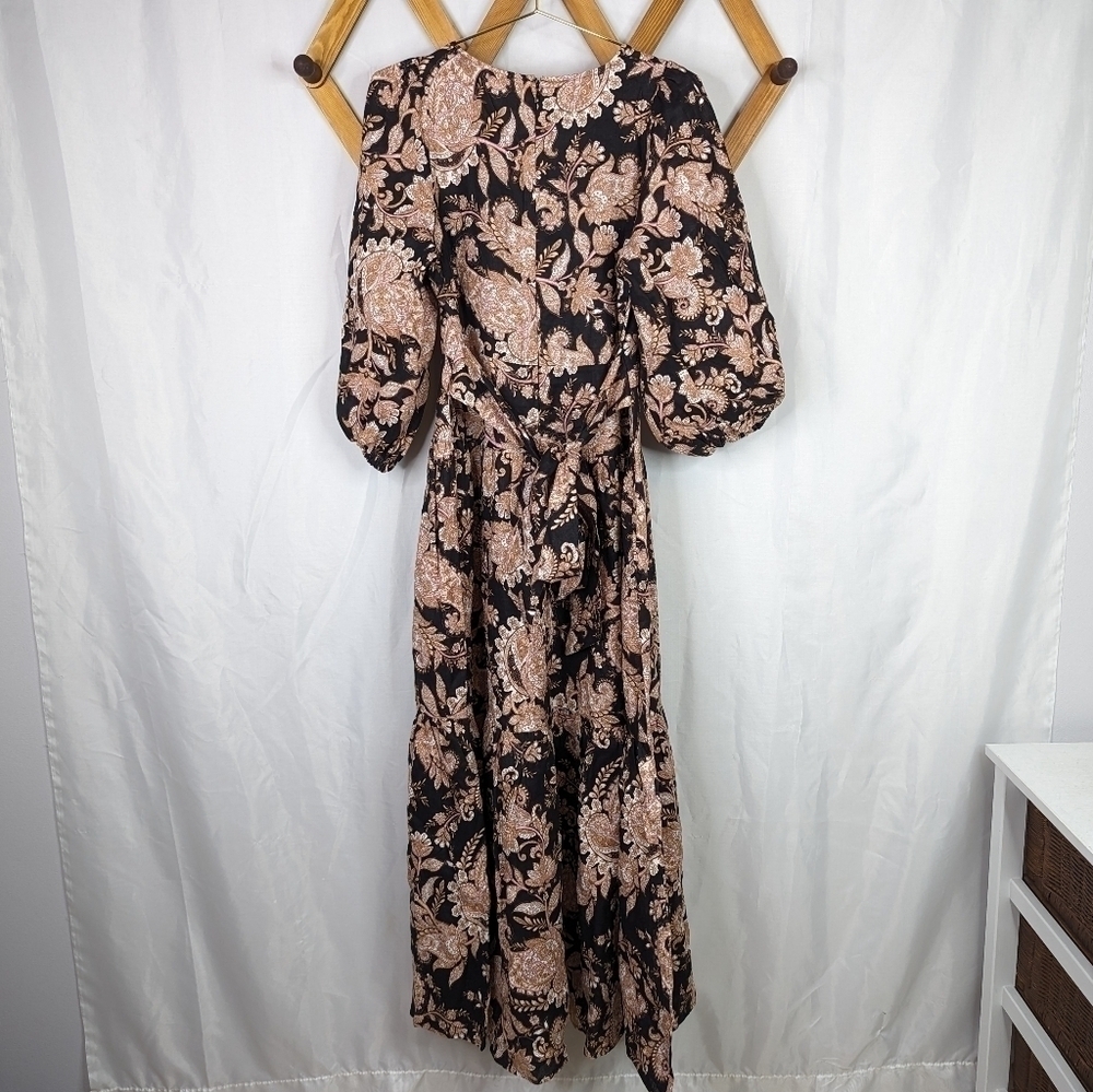 Anthropologie Kivari Floral Paisley Puff Sleeve Maxi Dress Size M - Picture 5 of 9